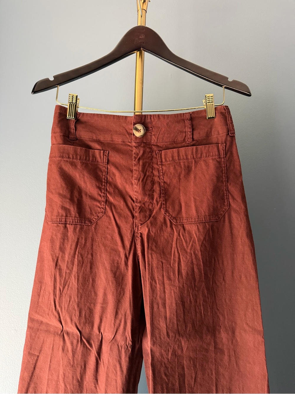 Anthropologie Burgundy High-Rise Wide-Leg Pants - Picture 2 of 6